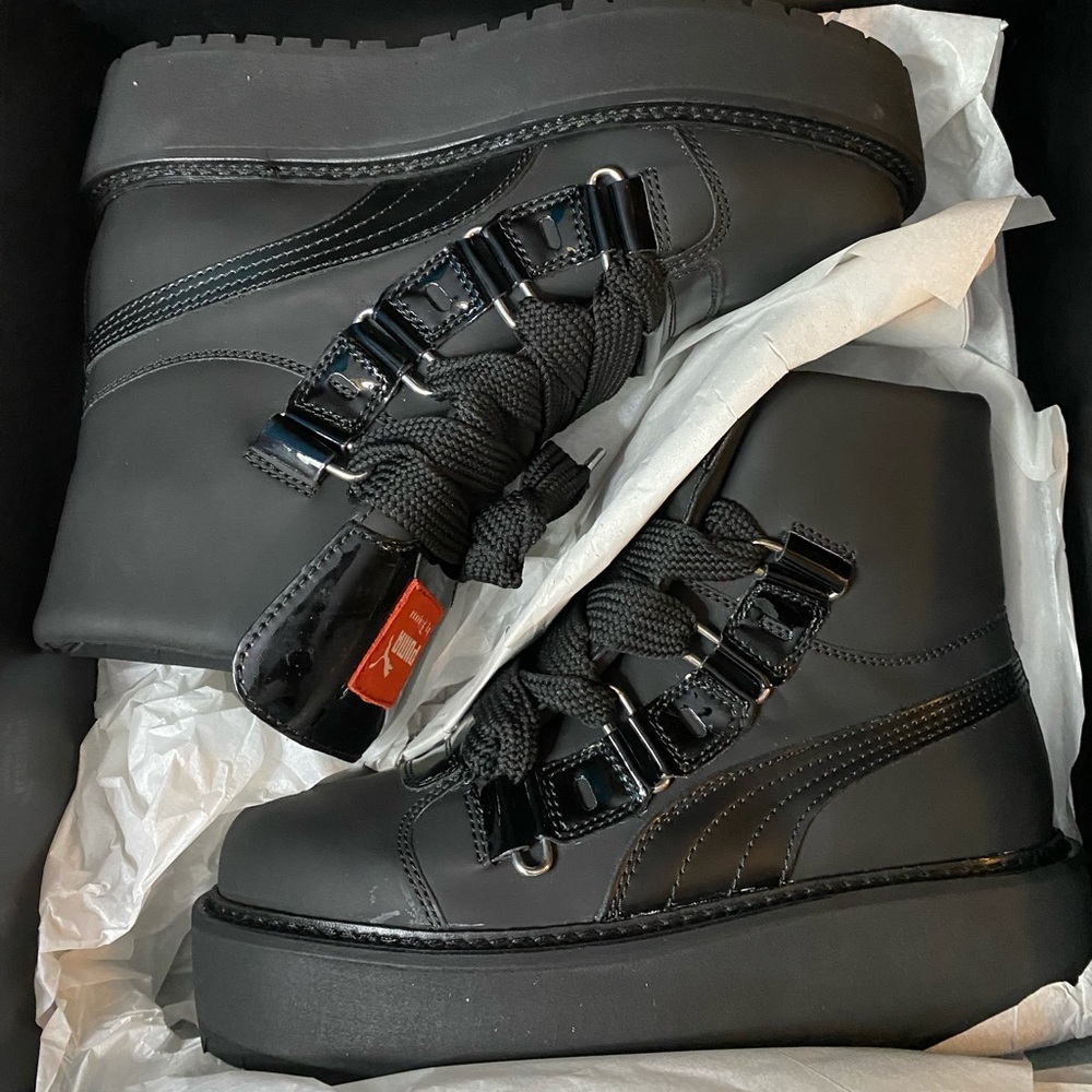 Puma x Fenty SB black eyelet platform boot